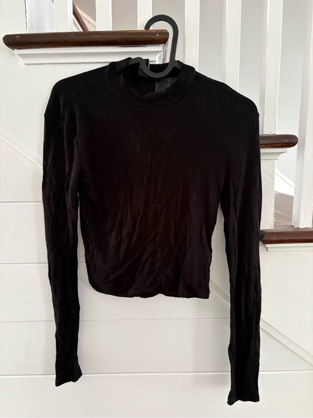 Forever 21 Black Long-Sleeve Mock Neck Top